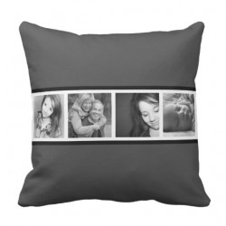 Mod Grayscale BW Instagram Photo Strip Throw Pillow