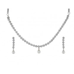 Silver Plated CZ tone Necklace Set