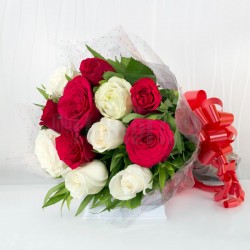 12 Red and White Roses