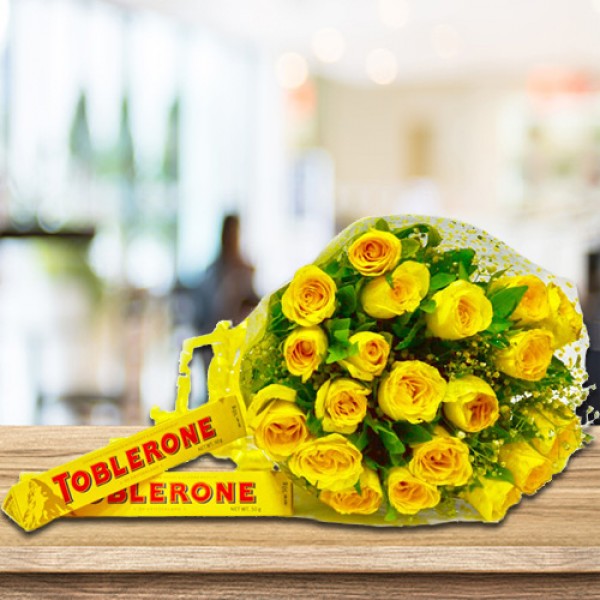 Yellow Roses with Toblerone
