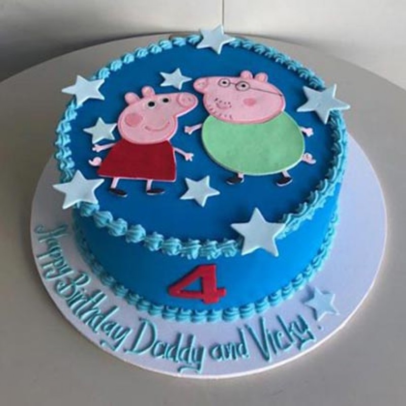 Peppa Pig Theme Cream Birthday Cake - Dough and Cream-sonthuy.vn