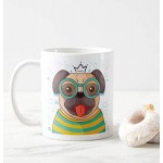 Ceramic Coffee Mug, Crazy Pug Dog, Printed Mug