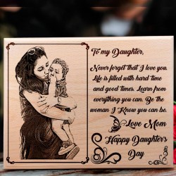 Daughters Day Customized Engraved Wooden Photo Frame Gift For Beautiful Daughter (8×6 inches)