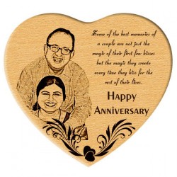 Unique Anniversary Gift- Engraved Photo in Wooden Heart