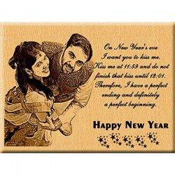 New Year Engraved Wooden Personalised Photo Plaque